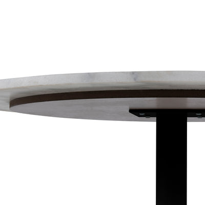 Tarifa Round Dining Table with White Polished Marble Top and Black Base – FTG, view 11