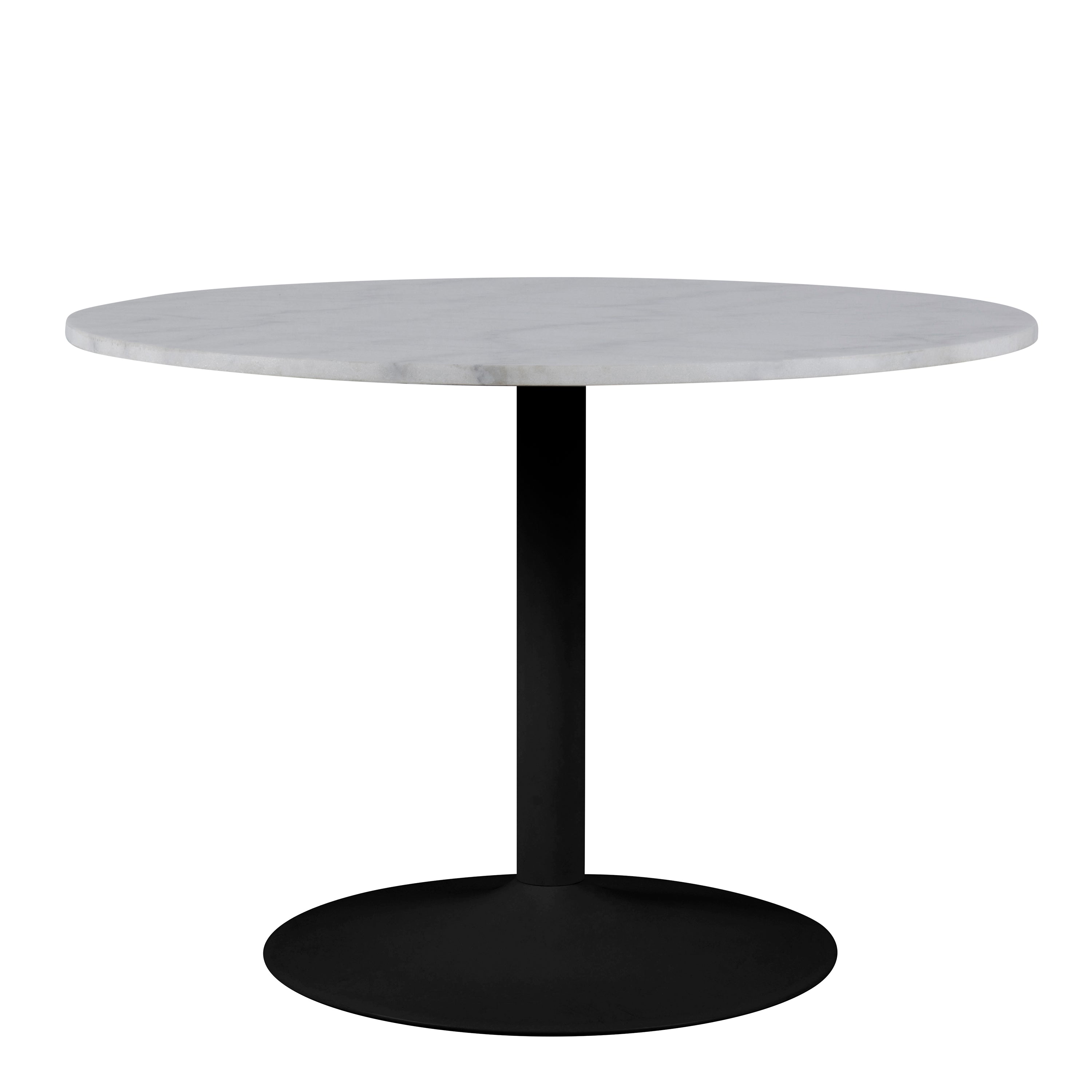 Tarifa Round Dining Table with White Polished Marble Top and Black Base – FTG, view 2