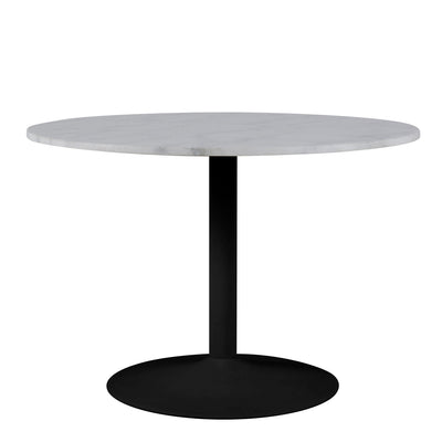 Tarifa Round Dining Table with White Polished Marble Top and Black Base – FTG, view 2