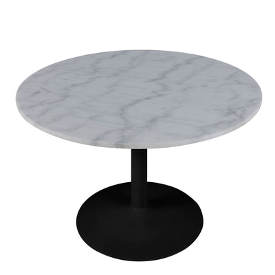 Tarifa Round Dining Table with White Polished Marble Top and Black Base – FTG, view 3