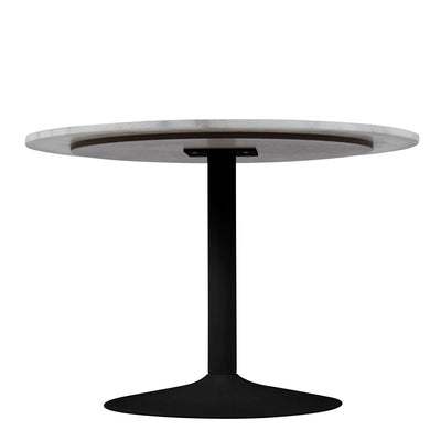 Tarifa Round Dining Table with White Polished Marble Top and Black Base – FTG, view 4