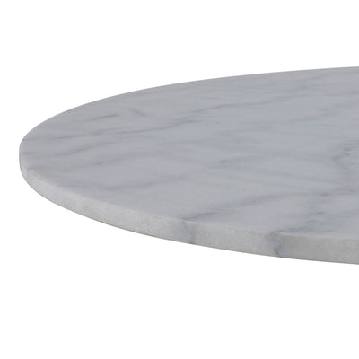 Tarifa Round Dining Table with White Polished Marble Top and Black Base – FTG, view 9