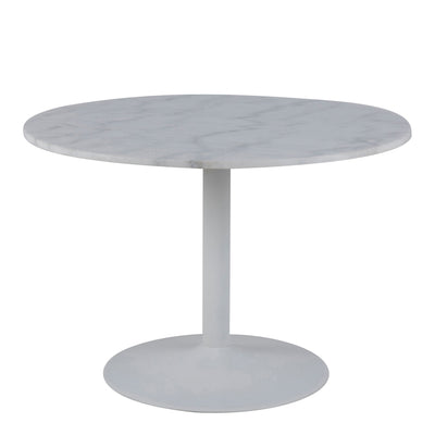 Tarifa Round Dining Table with White Polished Marble Top and White Base – FTG