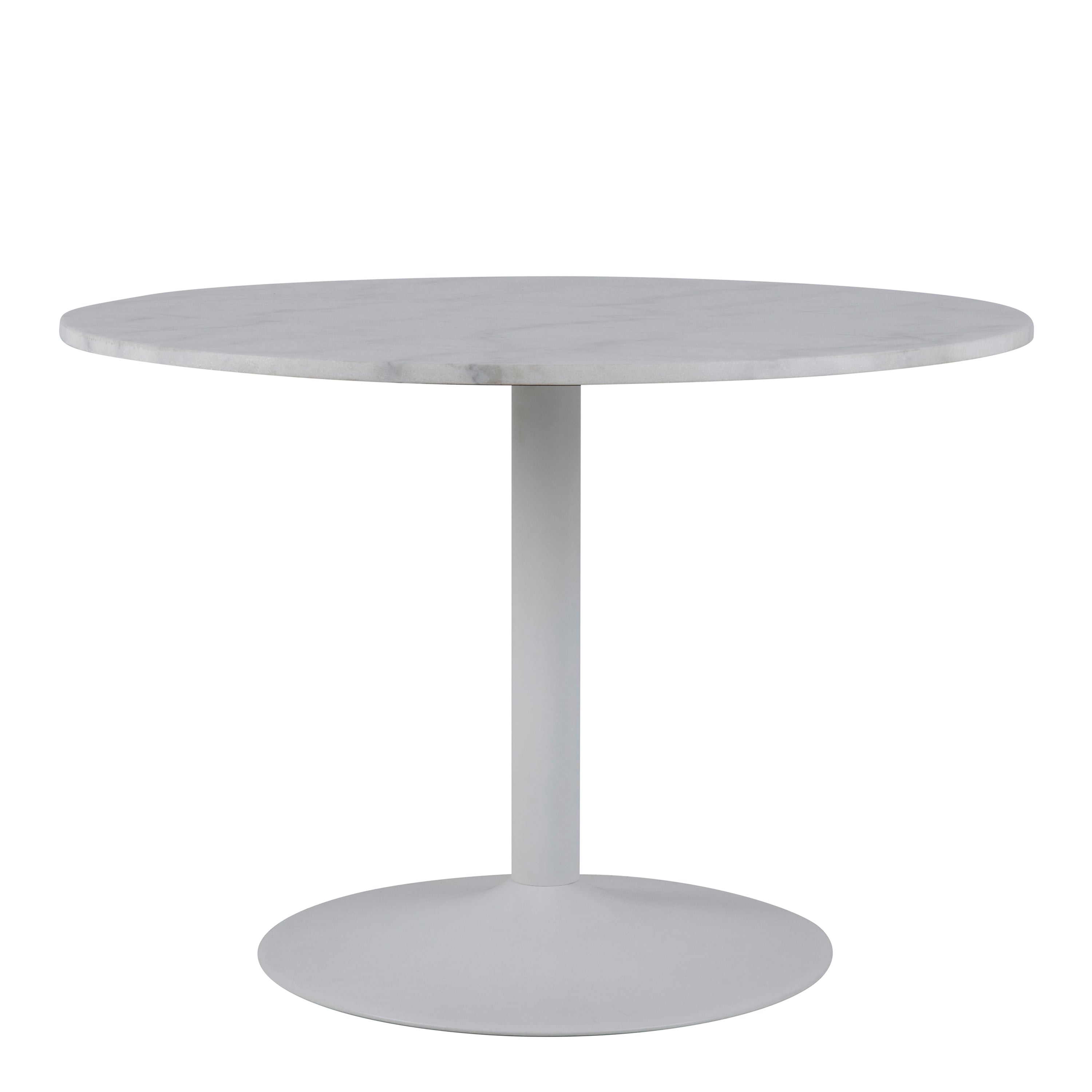 Tarifa Round Dining Table with White Polished Marble Top and White Base – FTG, view 2