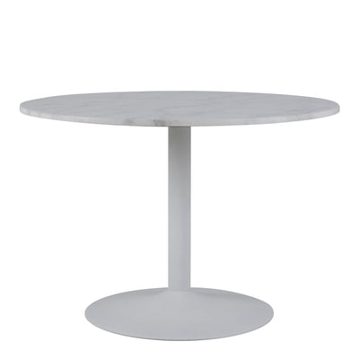 Tarifa Round Dining Table with White Polished Marble Top and White Base – FTG, view 2
