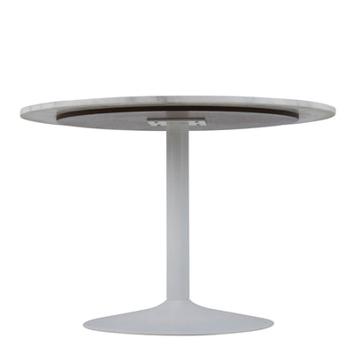 Tarifa Round Dining Table with White Polished Marble Top and White Base – FTG, view 4