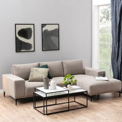 Bolton Coffee Table Set with White Crystal Clear Marble Torino Glass Top & Black Legs – FTG, view 3