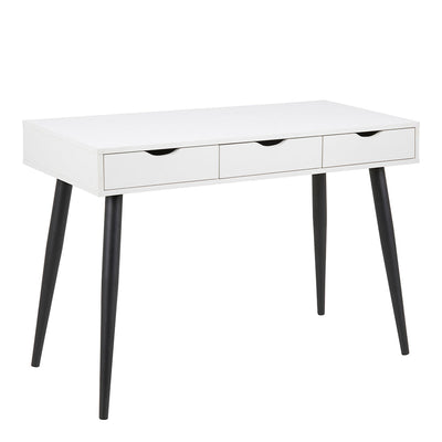 Neptun 3 Drawer Office Desk in White with Black Legs – FTG