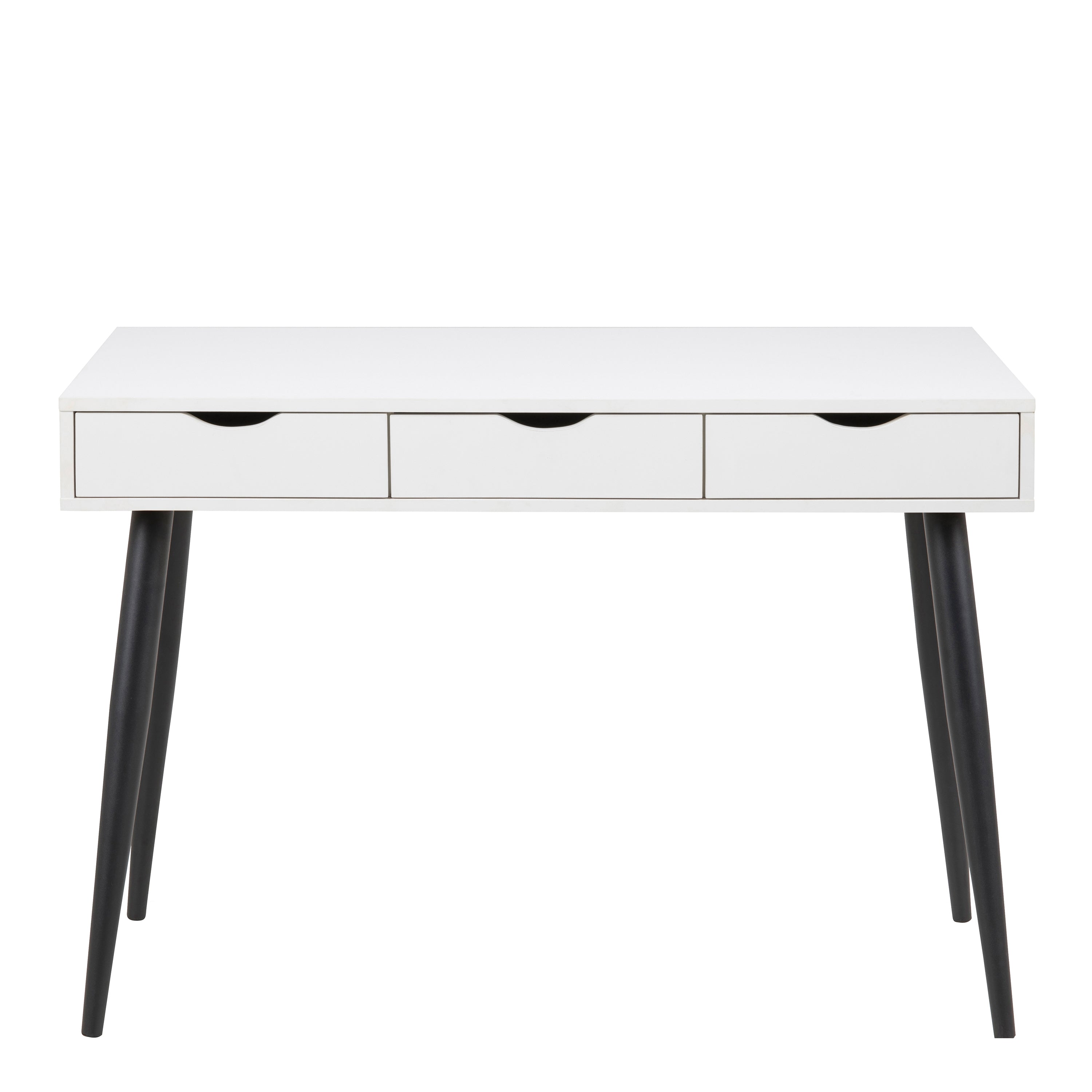 Neptun 3 Drawer Office Desk in White with Black Legs – FTG, view 2