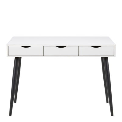 Neptun 3 Drawer Office Desk in White with Black Legs – FTG, view 2