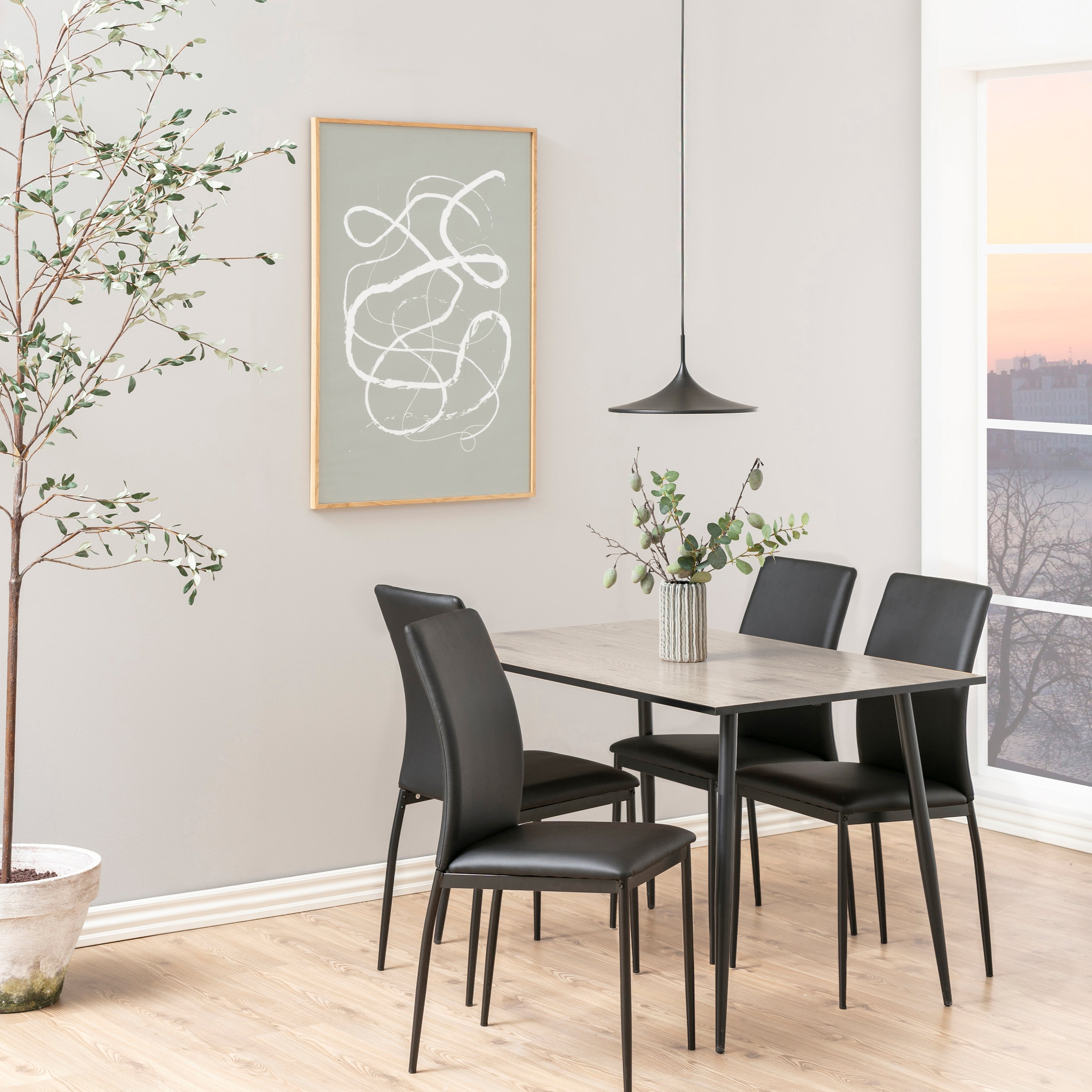 Wilma Dining Table with White Oak Top & Black Legs – FTG, view 3