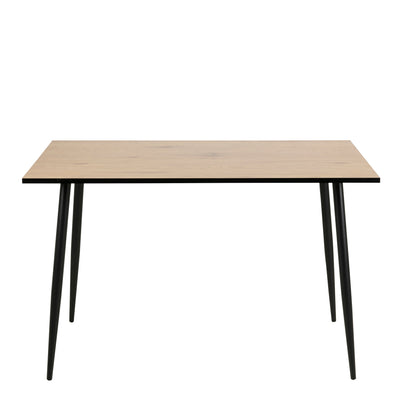 Wilma Dining Table with Oak Top & Black Legs Included 4 Celia Dining Chair in Light Grey – FTG, view 3