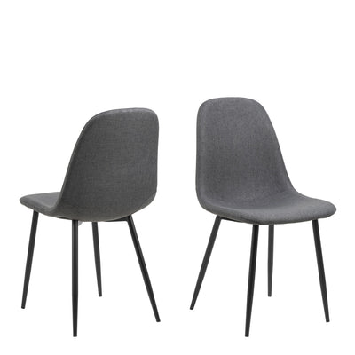 Wilma Dining Table with Oak Top & Black Legs Included 4 Celia Dining Chair in Light Grey – FTG, view 4