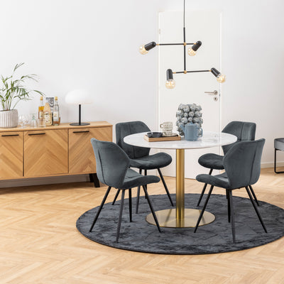 Corby Round Dining Table with White Polished Marble Top & Gold Base – FTG, view 3