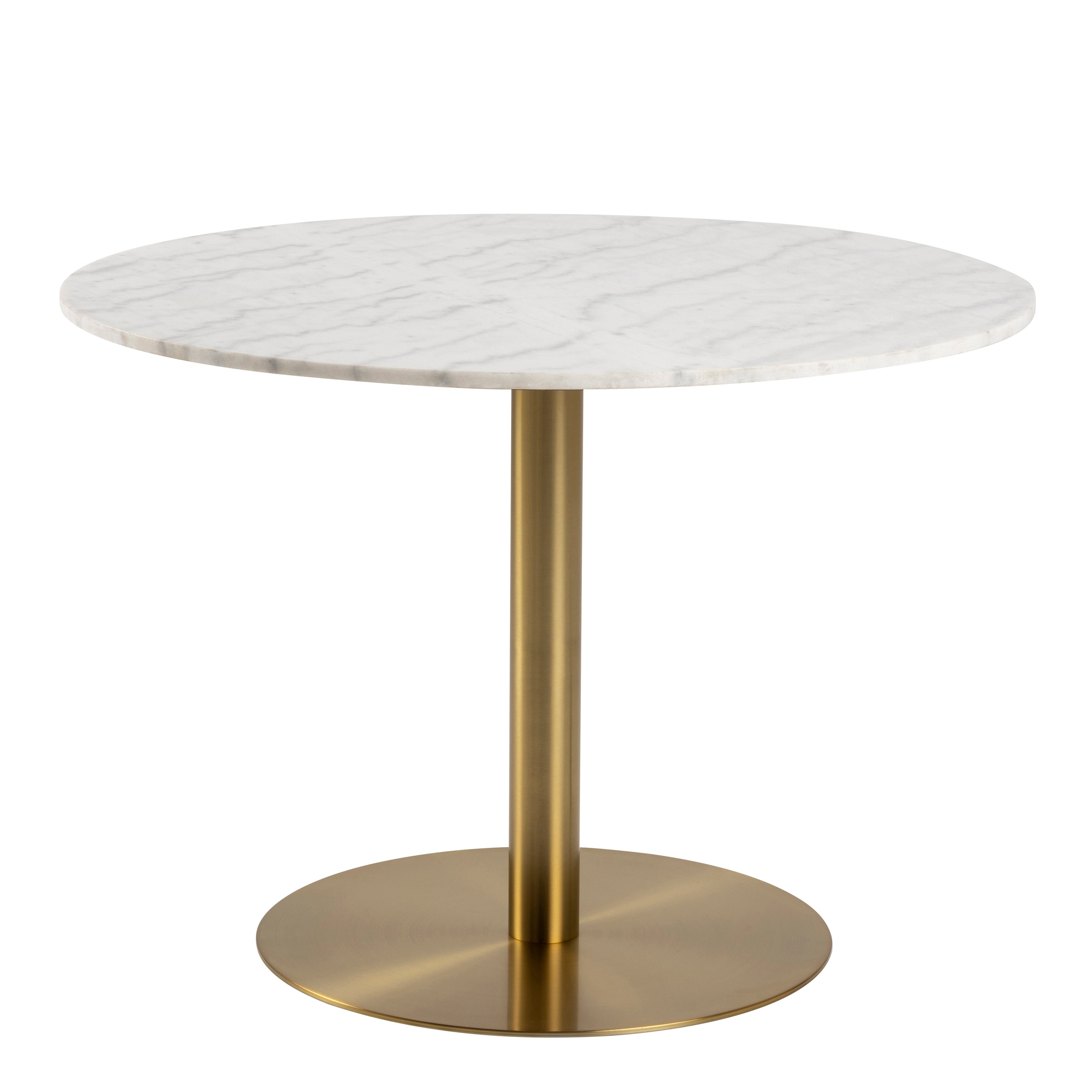 Corby Round Dining Table with White Polished Marble Top & Gold Base inc 4 Brooke Dining Chairs in Taupe