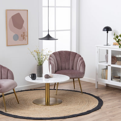 Corby Round Coffee Table with White Polished Marble Top & Gold Base – FTG, view 3