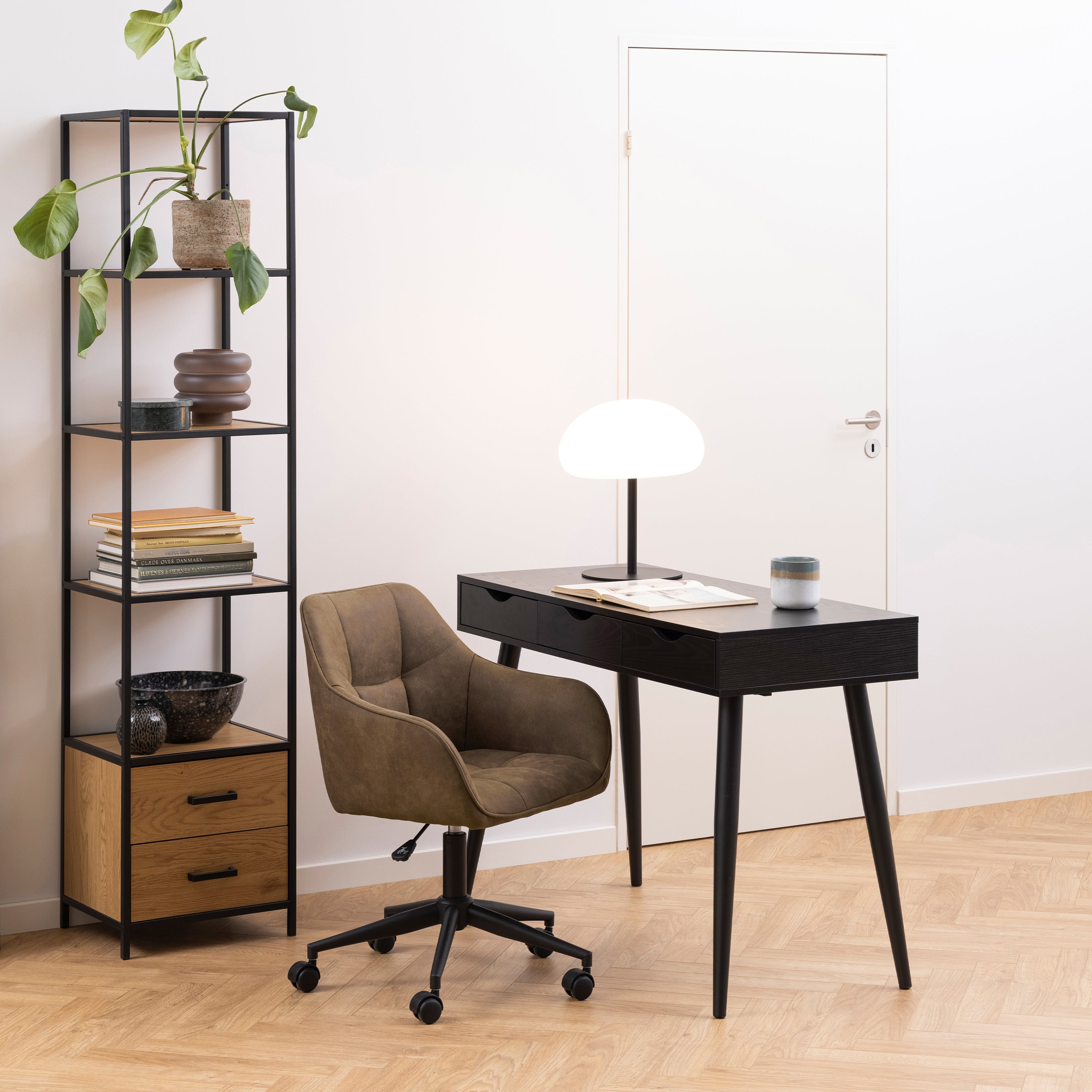 Neptun 3 Drawer Office Desk in Black – FTG, view 5