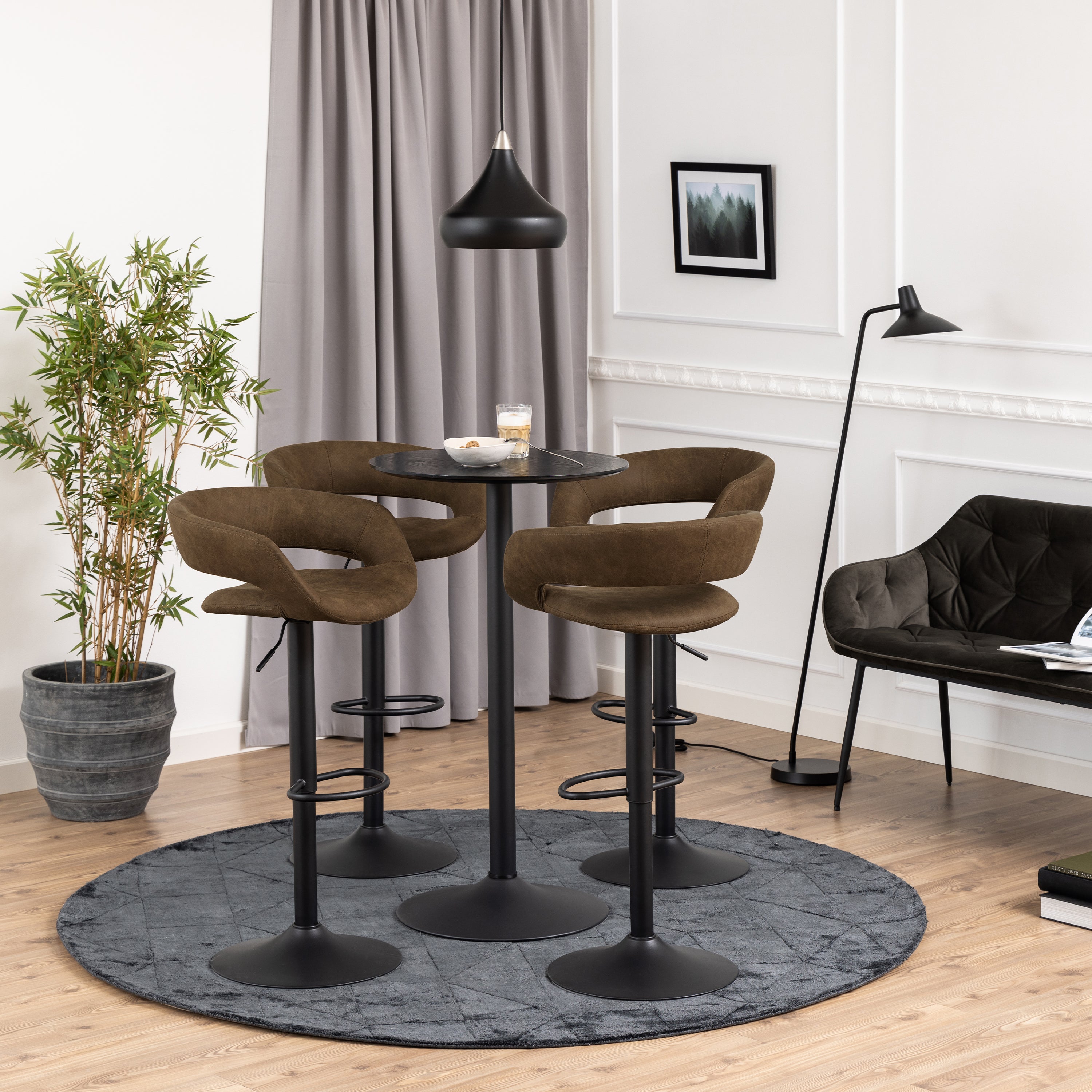 Ibiza Tall Round Bar Table with Black Ash Top and Matt Black Base – FTG, view 3
