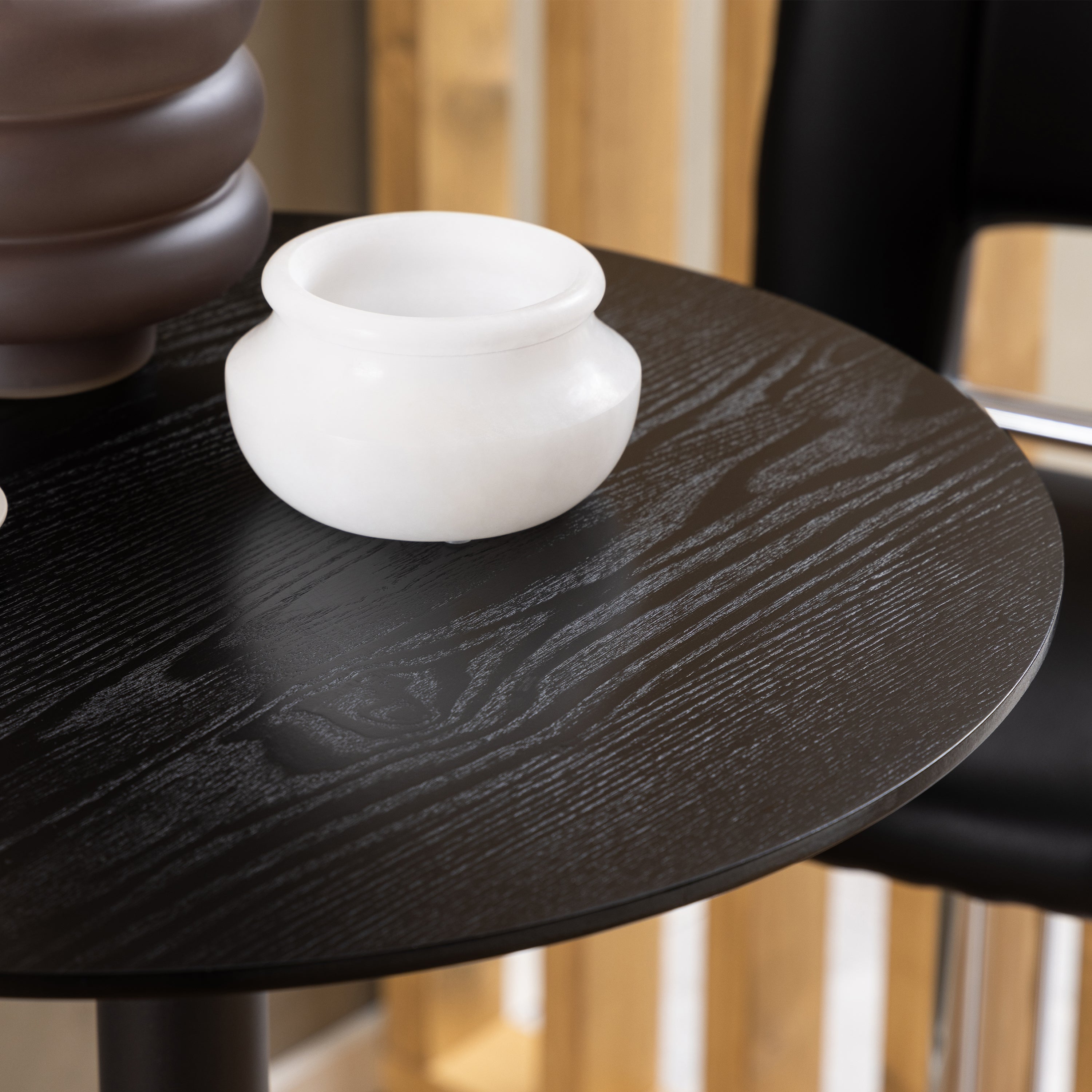 Ibiza Tall Round Bar Table with Black Ash Top and Matt Black Base – FTG, view 6