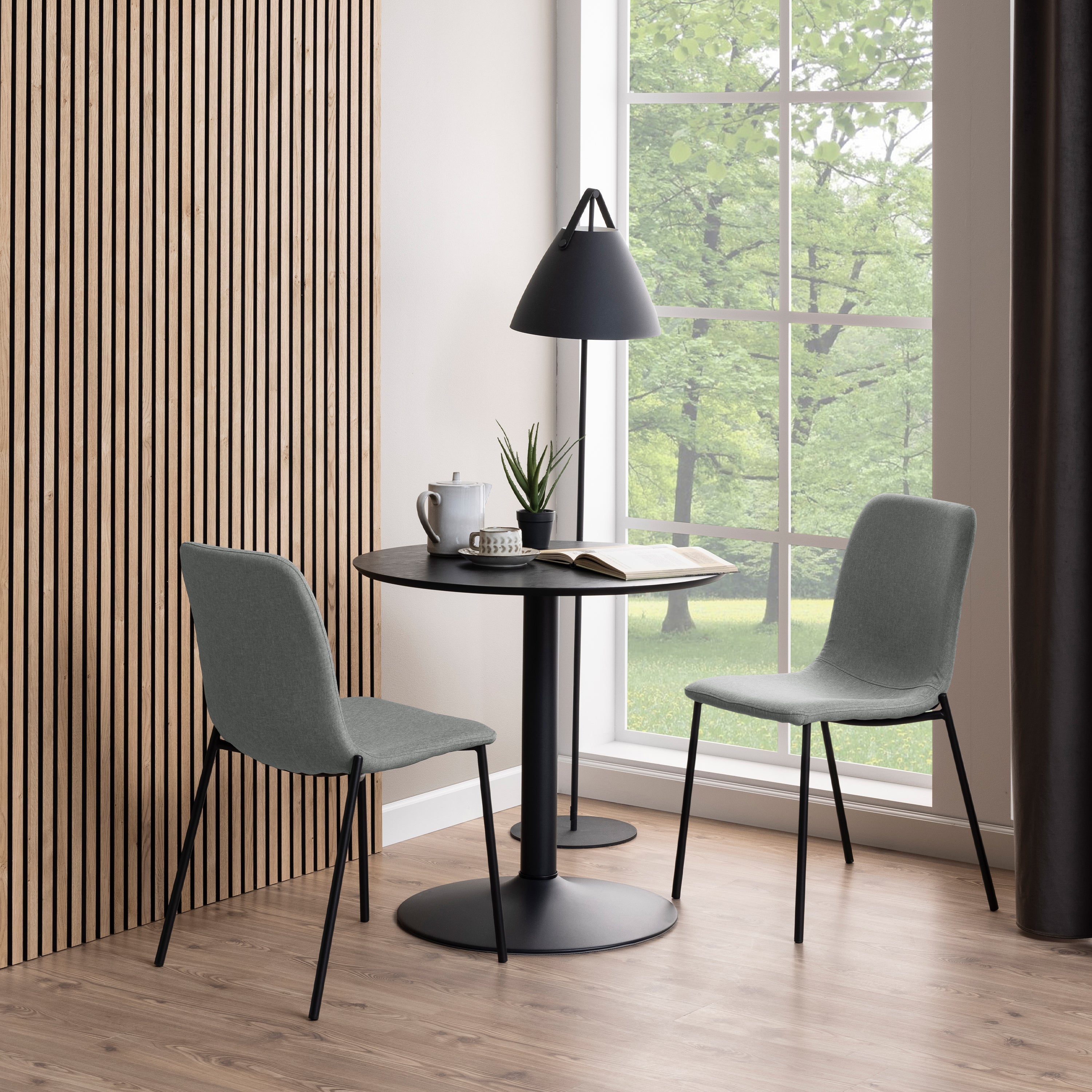 Ibiza Small Round Caf̩ Table with Black Ash Top and Matt Black Base – FTG, view 2
