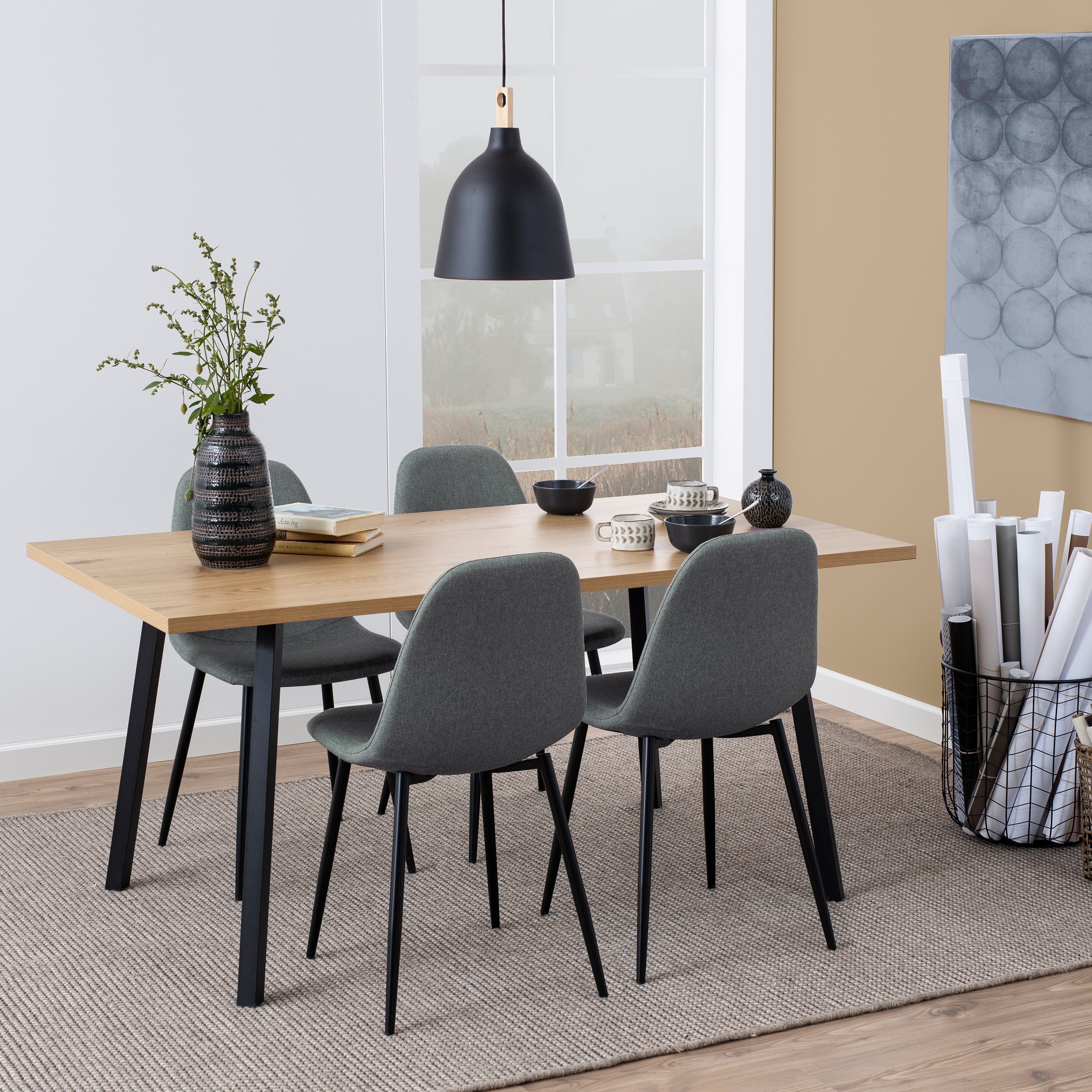 Cenny Dining Table in Oak & Black – FTG, view 3