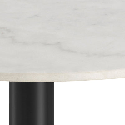 Corby Round Dining Table with White Polished Marble Top & Black Base – FTG, view 4