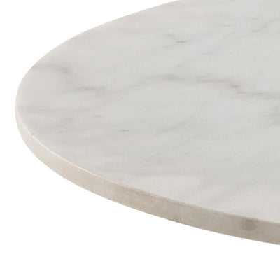 Corby Round Dining Table with White Polished Marble Top & Black Base includes 4 Brooke Dining Chairs in Taupe