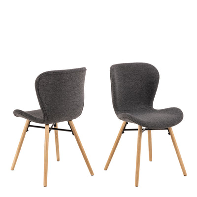 Corby Round Dining Table with White Polished Marble Top & Black Base includes 4 Batilda Dining Chairs in Grey/Oak