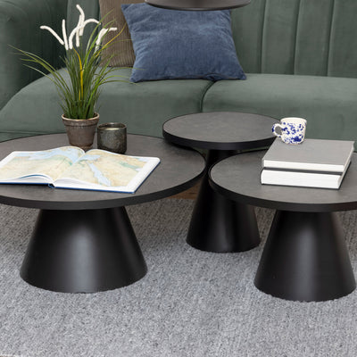 Soli Round Ceramic Coffee Table in Black 45,7x45cm – FTG, view 3