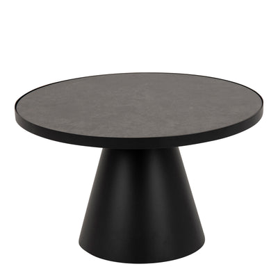 Soli Round Ceramic Coffee Table in Black 65.7x40cm – FTG