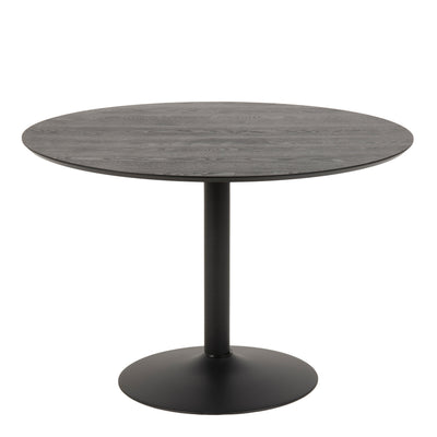Ibiza Round Dining Table with Black Ash Top and Matt Black Base – FTG