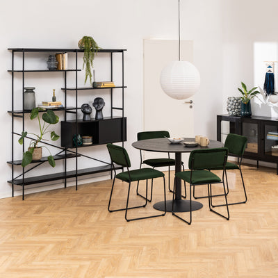 Ibiza Round Dining Table with Black Ash Top and Matt Black Base – FTG, view 2