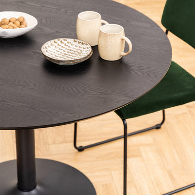 Ibiza Round Dining Table with Black Ash Top and Matt Black Base – FTG, view 5