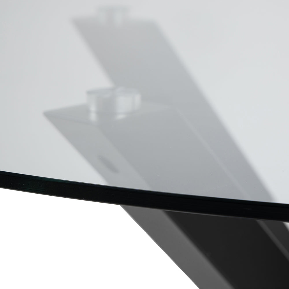 Heaven Round Dining Table with Clear Glass Top and Black Legs – FTG, view 3