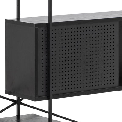 Angus Bookcase with 1 Sliding Door & 5 Shelves in Black – FTG, view 11