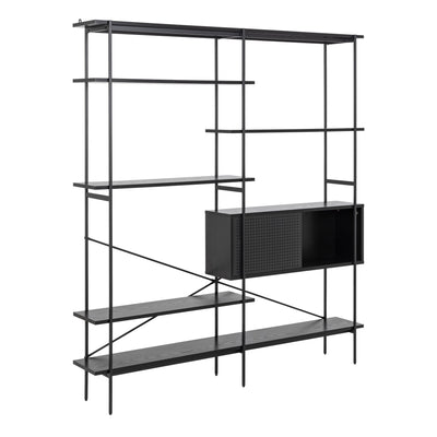 Angus Bookcase with 1 Sliding Door & 5 Shelves in Black – FTG