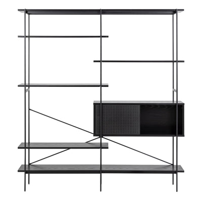 Angus Bookcase with 1 Sliding Door & 5 Shelves in Black – FTG, view 2