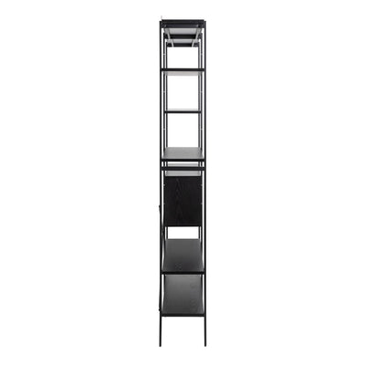 Angus Bookcase with 1 Sliding Door & 5 Shelves in Black – FTG, view 3