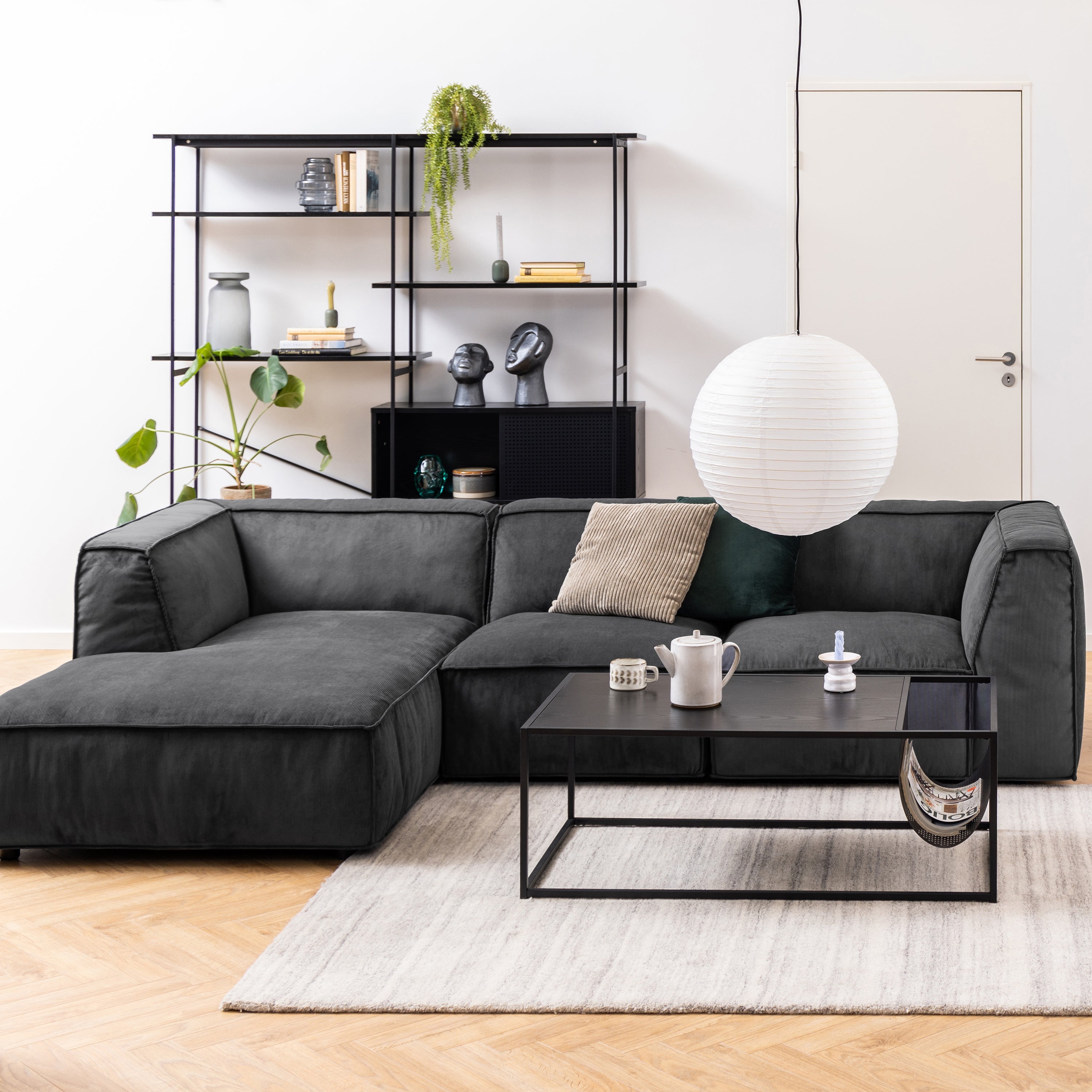 Angus Bookcase with 1 Sliding Door & 5 Shelves in Black – FTG, view 7