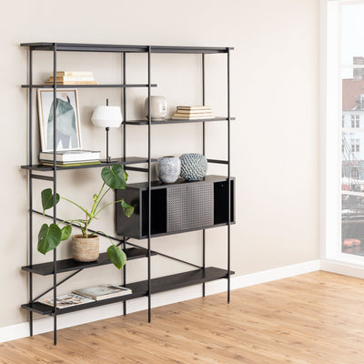 Angus Bookcase with 1 Sliding Door & 5 Shelves in Black – FTG, view 8