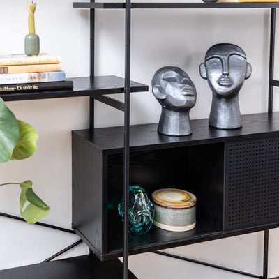 Angus Bookcase with 1 Sliding Door & 5 Shelves in Black – FTG, view 9