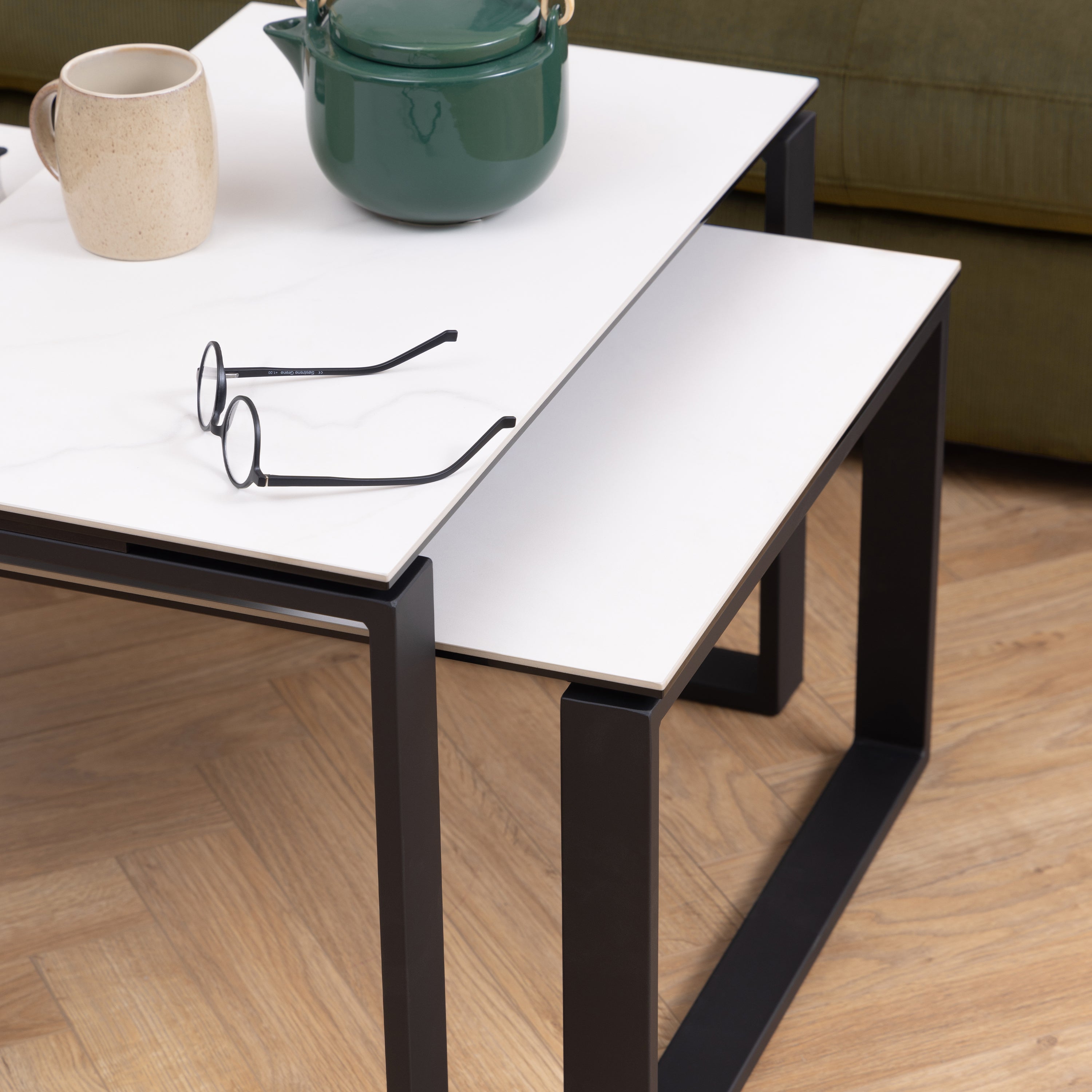 Katrine Coffee Table Set with White Ceramic Akranes Top – FTG, view 4