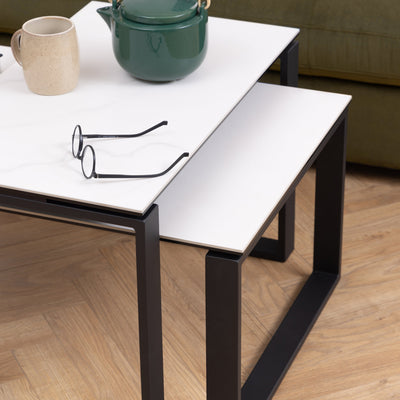 Katrine Coffee Table Set with White Ceramic Akranes Top – FTG, view 4