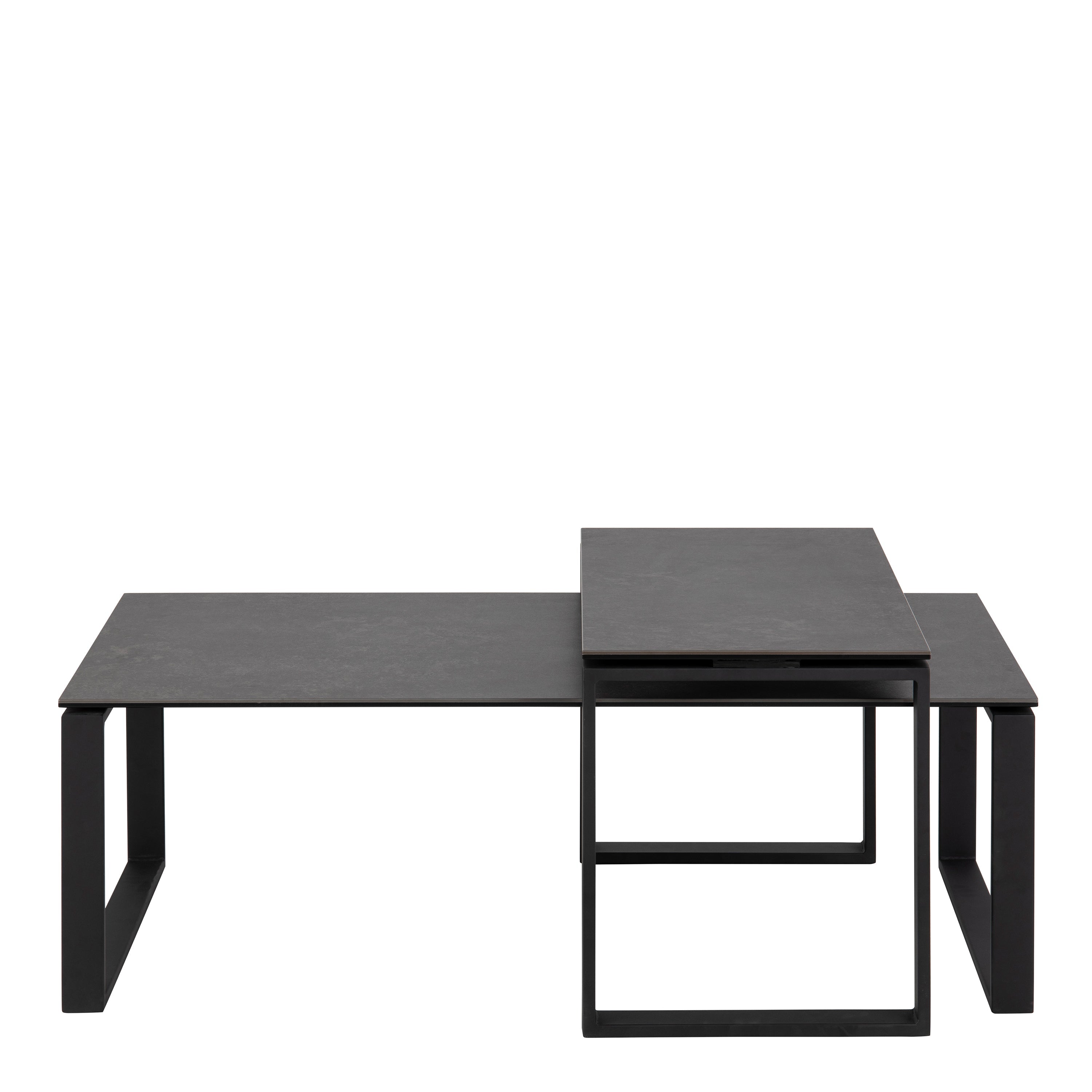 Katrine Ceramic Coffee Table Set in Black – FTG, view 2