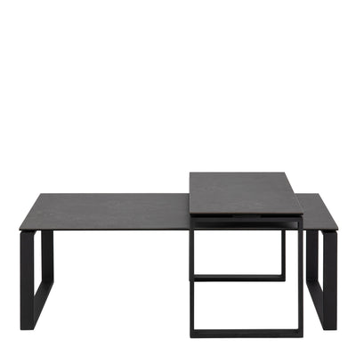 Katrine Ceramic Coffee Table Set in Black – FTG, view 2
