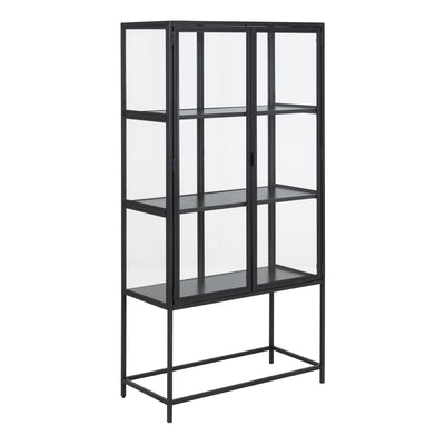 Seaford 2 Glass Door Display Cabinet in Black – FTG