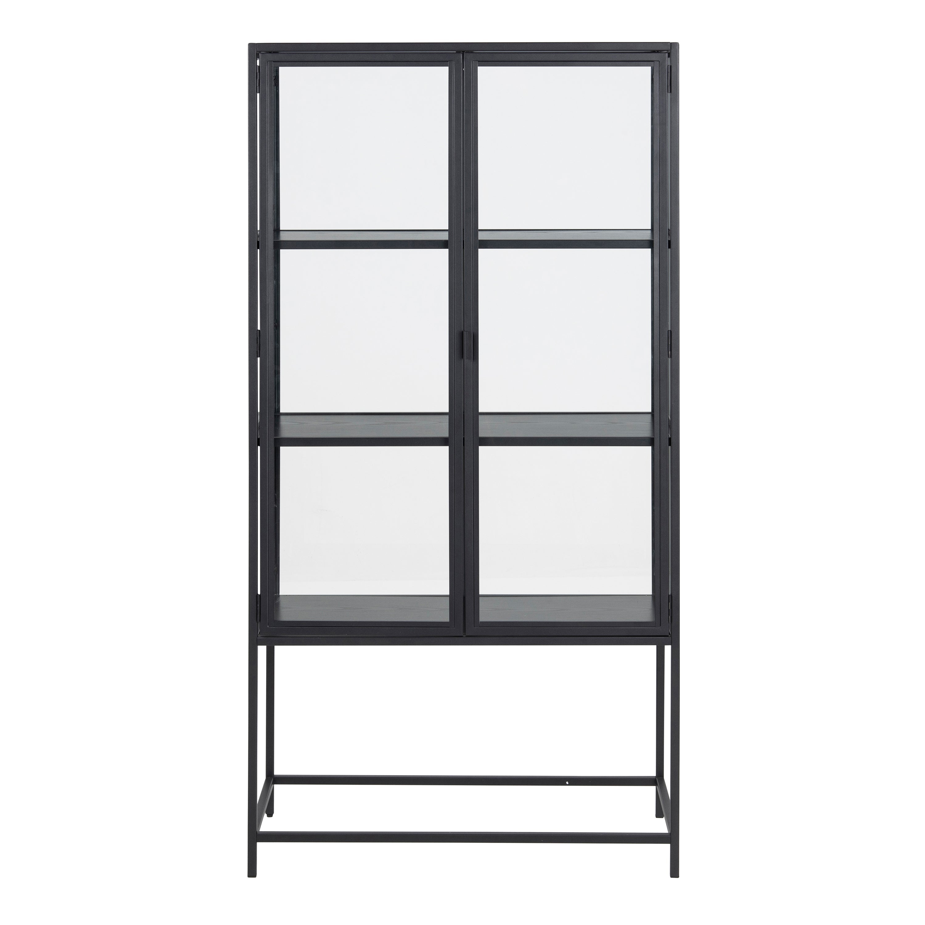 Seaford 2 Glass Door Display Cabinet in Black – FTG, view 2
