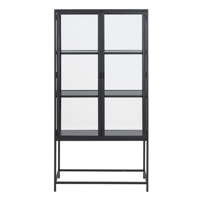 Seaford 2 Glass Door Display Cabinet in Black – FTG, view 2