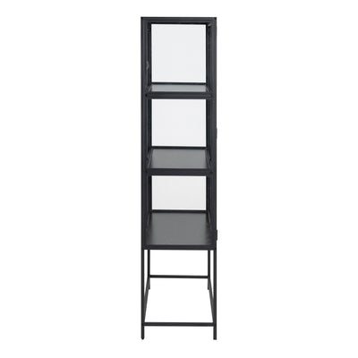 Seaford 2 Glass Door Display Cabinet in Black – FTG, view 3