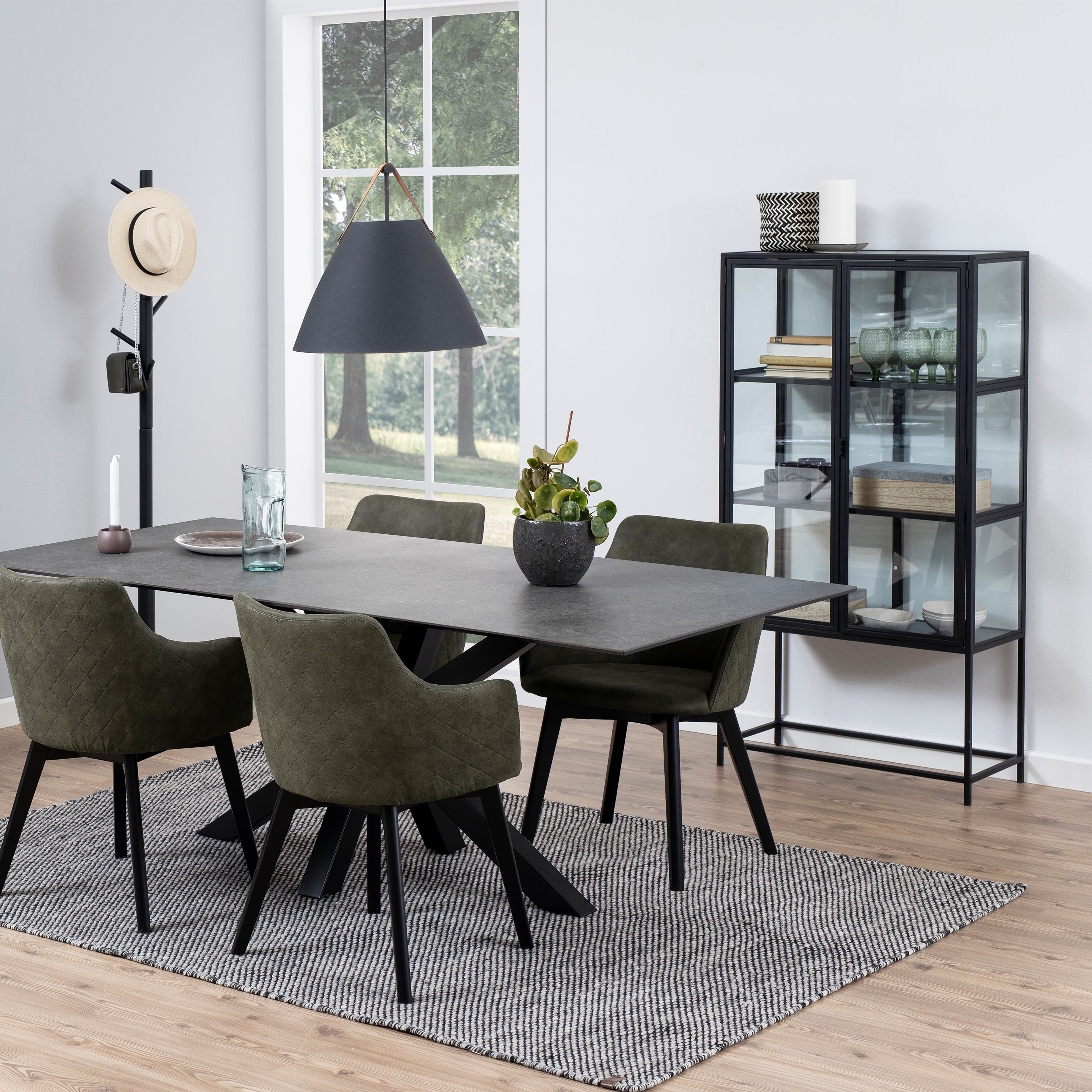 Seaford 2 Glass Door Display Cabinet in Black – FTG, view 6